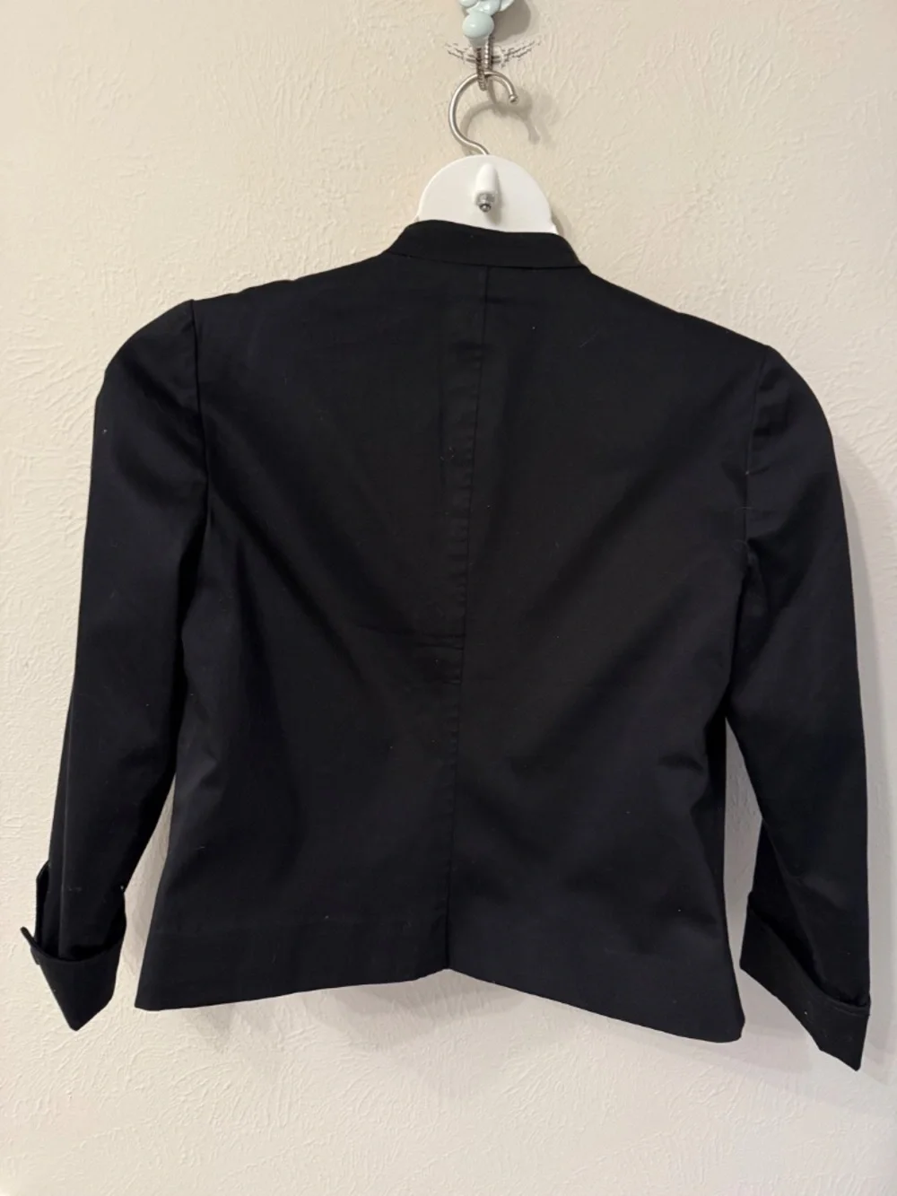 NWT‎ Chico's size 1 Open Front Cotton Moto Blazer Jacket black office